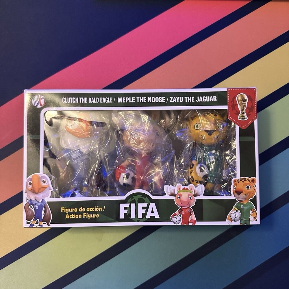 2026 Fifa World Cup Mascot Action Figure Set Eagle Moose Jaguar New Sealed